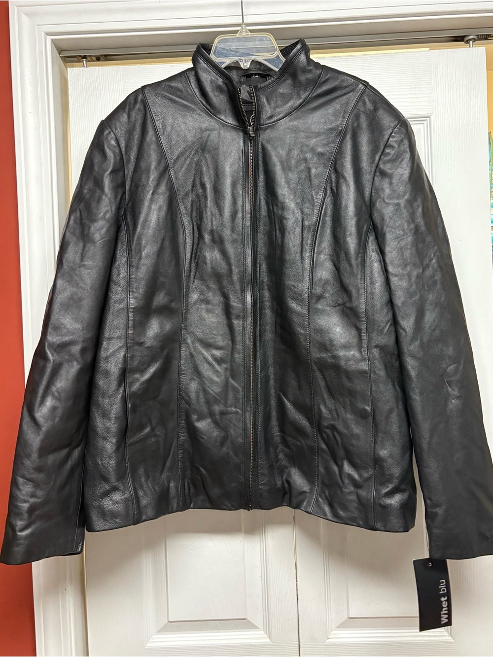 Whet Blu Men's Black Leather Zip-Front Jacket size 3X